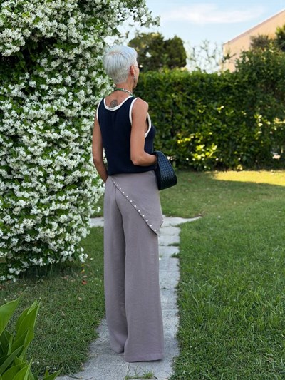 VİZON FULARLI DÖKÜMLÜ PANTOLON