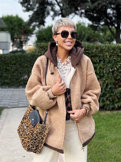 VİZON KAPÜŞONLU TEDDY MONT