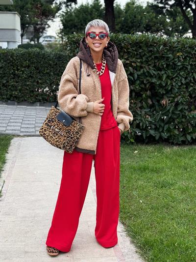 VİZON KAPÜŞONLU TEDDY MONT