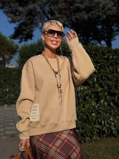 VİZON S.STUDIO RİBANA YAKA OVERSIZE SWEATSHIRT