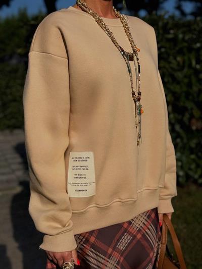 VİZON S.STUDIO RİBANA YAKA OVERSIZE SWEATSHIRT