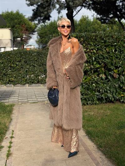 VİZON YAKALI UZUN KÜRK KABAN