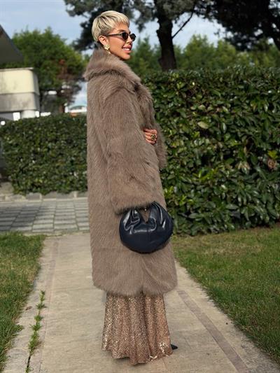 VİZON YAKALI UZUN KÜRK KABAN