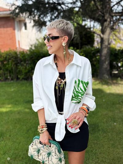 YEŞİL HORSE DESIGN GÖMLEK