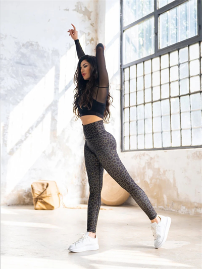 YEŞİL LEOPAR DESENLİ ŞEKİLLENDİRİCİ PREMİUM TAYT