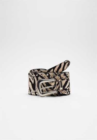 BEJ ZEBRA DESEN TROKLU KALIN KEMER