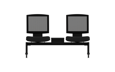 Moe İkili Orta Sehpalı Mesh Sırtlı Bekleme Koltuğu