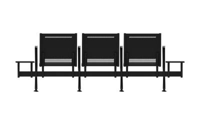 Steel Soft Üçlü Kollu Yan Sehpalı Bekleme Koltuğu