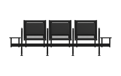 Steel Soft Üçlü Kollu Yan Sehpalı Bekleme Koltuğu