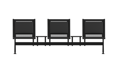 Steel Soft Üçlü Kolsuz Orta Sehpalı Bekleme Koltuğu