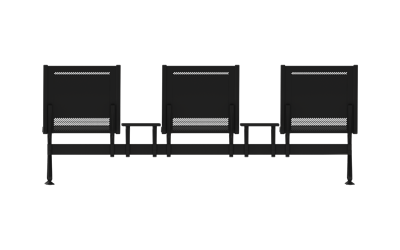 Steel Soft Üçlü Kolsuz Orta Sehpalı Bekleme Koltuğu