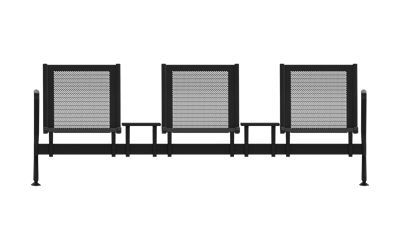 Steel Üçlü Kollu Orta Sehpalı Bekleme Koltuğu