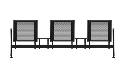 Steel Üçlü Kollu Orta Sehpalı Bekleme Koltuğu