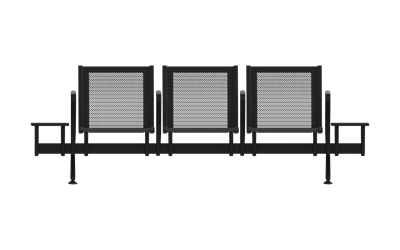 Steel Üçlü Kollu Yan Sehpalı Bekleme Koltuğu