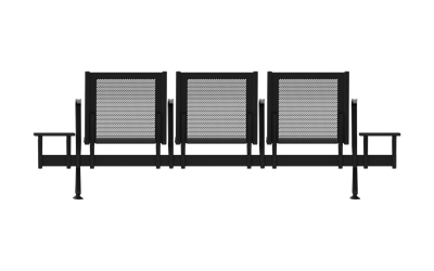 Steel Üçlü Kollu Yan Sehpalı Bekleme Koltuğu