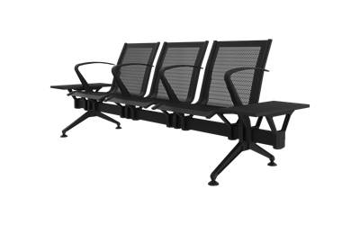 Steel Üçlü Kollu Yan Sehpalı Bekleme Koltuğu