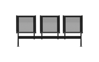 Steel Üçlü Kolsuz Bekleme Koltuğu