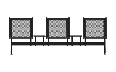 Steel Üçlü Kolsuz Orta Sehpalı Bekleme Koltuğu