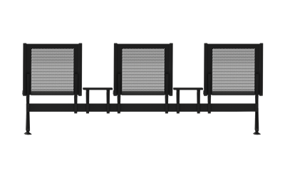 Steel Üçlü Kolsuz Orta Sehpalı Bekleme Koltuğu