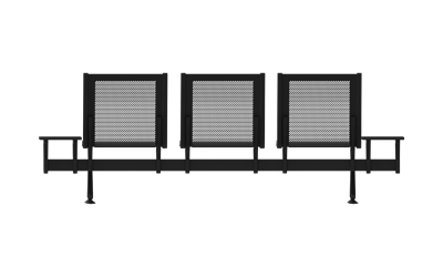 Steel Üçlü Kolsuz Yan Sehpalı Bekleme Koltuğu