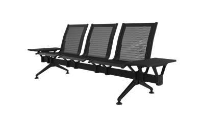 Steel Üçlü Kolsuz Yan Sehpalı Bekleme Koltuğu