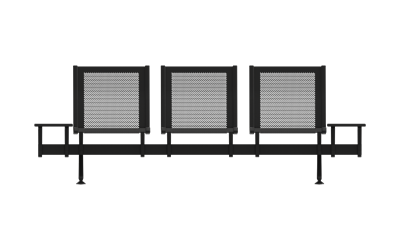 Steel Üçlü Kolsuz Yan Sehpalı Bekleme Koltuğu