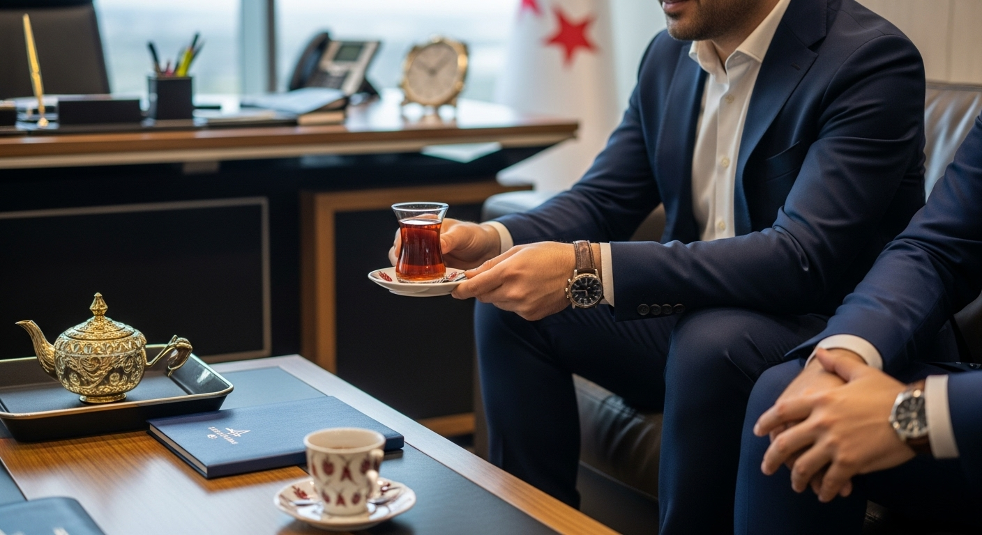 Türk CEO ofisi - çay servisi ve geleneksel misafirperverlik