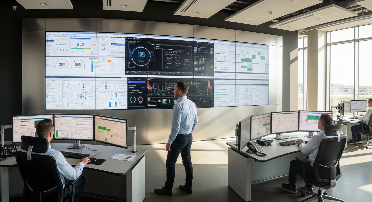 Fabrika üretim verilerini inceleyen yönetici