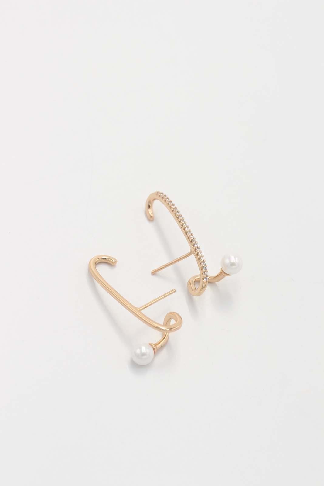 İnci Detaylı Gold Küpe