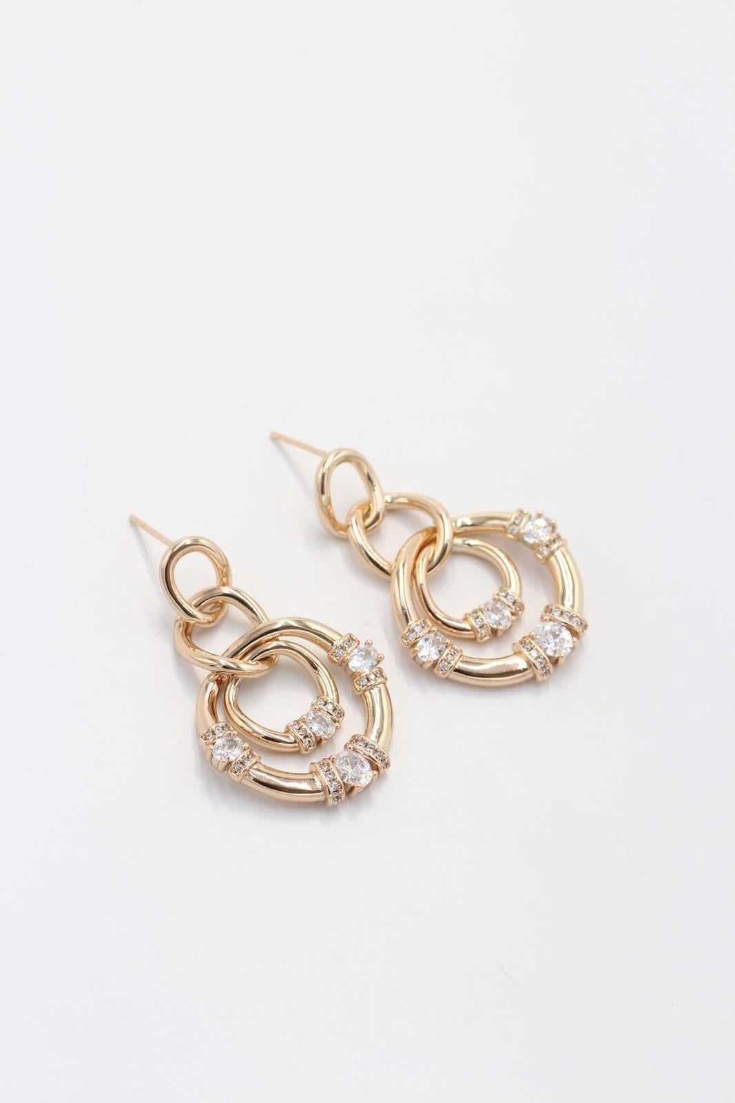 Taşlı Gold Küpe