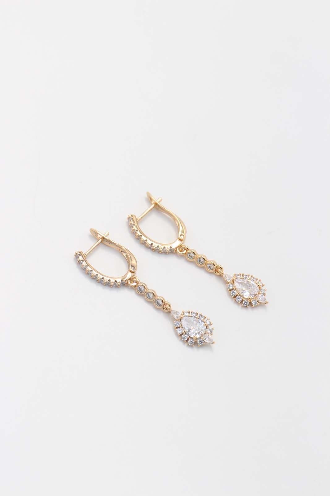 Taşlı Gold Küpe