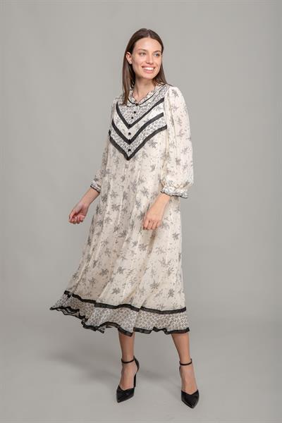 Fırfır Yaka Empirme Elbise