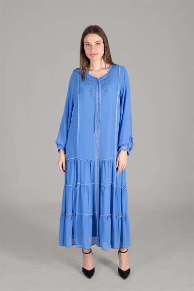 Fırfır Yaka Şifon Elbise