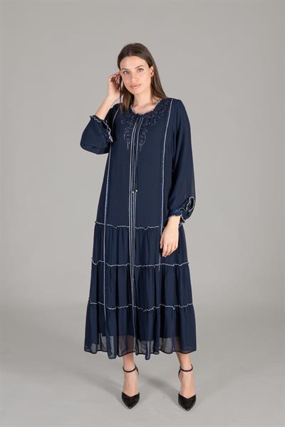 Fırfır Yaka Şifon Elbise