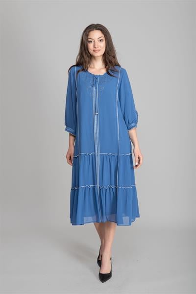 Fırfır Yaka Şifon Elbise