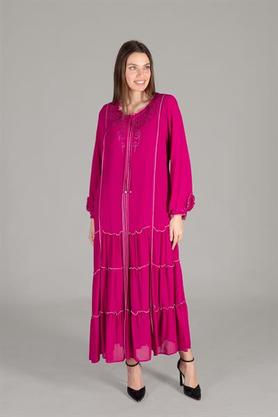 Fırfır Yaka Şifon Elbise