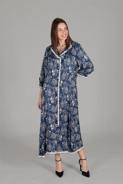Ruffwithlı Neck Jakarlı Empirme Dress