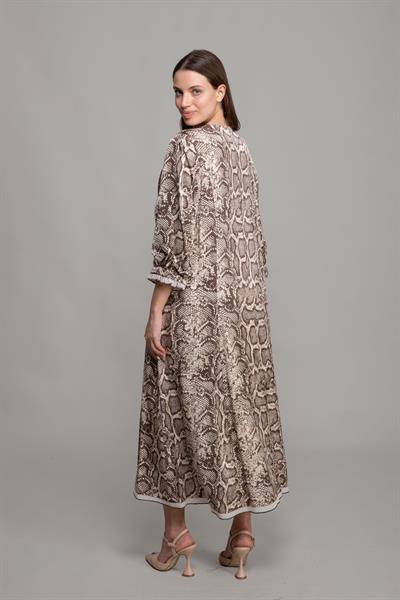 Ruffwithlı Neck Jakarlı Empirme Dress
