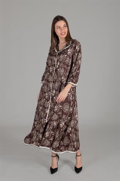 Ruffwithlı Neck Jakarlı Empirme Dress