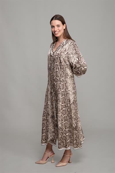 Ruffwithlı Neck Jakarlı Empirme Dress