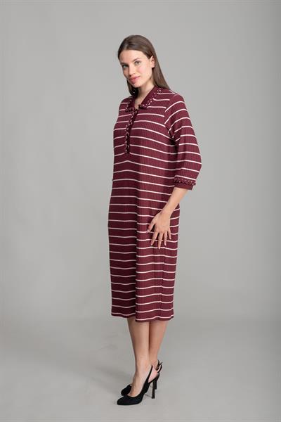 Gömlek Yaka Çizgili Elbise