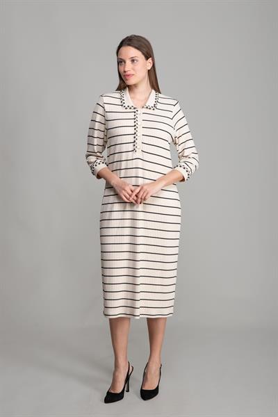 Gömlek Yaka Çizgili Elbise
