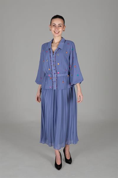 Gömwithk Neck Polka Dot Chiffon Dress