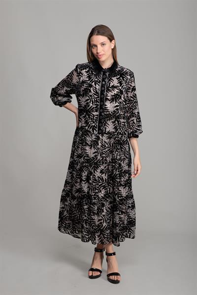 Gömlek Yaka Yakma Kadife Elbise