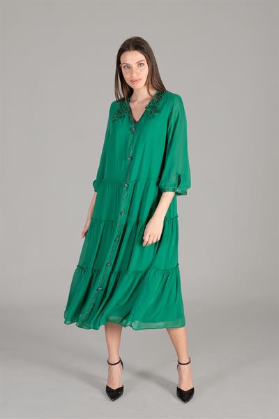 Apron Neck Chiffon Dress