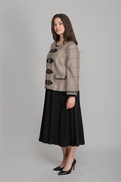 Üst Ekose Ceket İç Elbiseli Takım