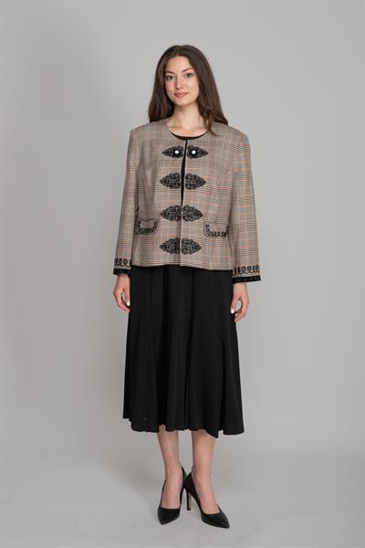 Üst Ekose Ceket İç Elbiseli Takım