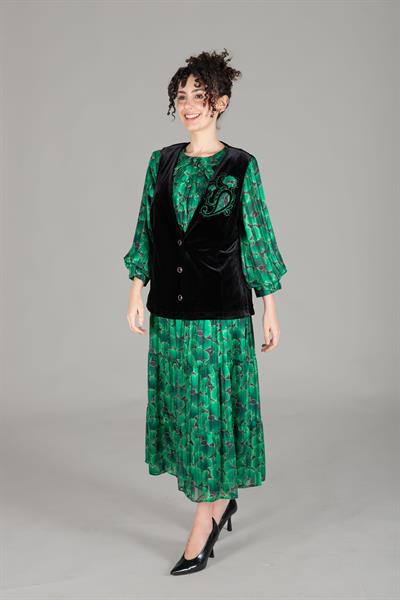 Üst Kadife Yewithk + İç Simli Chiffon Dress