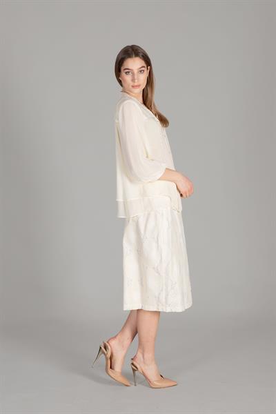 V Neck Blouse Dantel Skirt