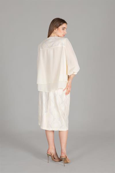 V Neck Blouse Dantel Skirt